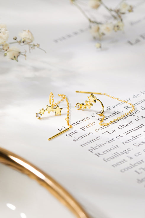 Cercei din argint Stelute II (Silver/Gold)